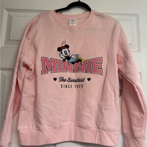 Disney Pink Crew Neck Sweater with Minnie Mouse Design